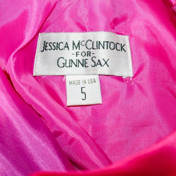 JESSICA MCCLINTOCK Gunne Sax VTG Sz 5 Pink Mini Dress Strapless Party Tulle 90s - Picture 4 of 4